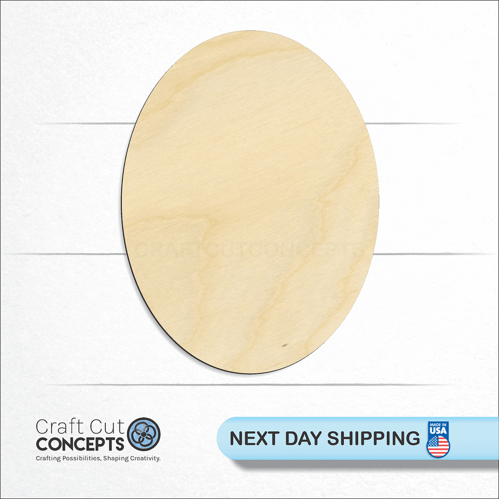 Craft Cut Concepts logo and next day shipping banner with an unfinished wood Oval craft shape and blank