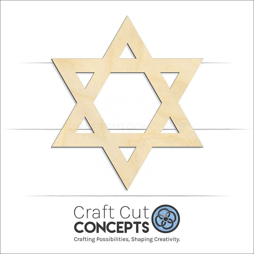Craft Cut Concepts Logo under a wood Star of David craft shape and blank