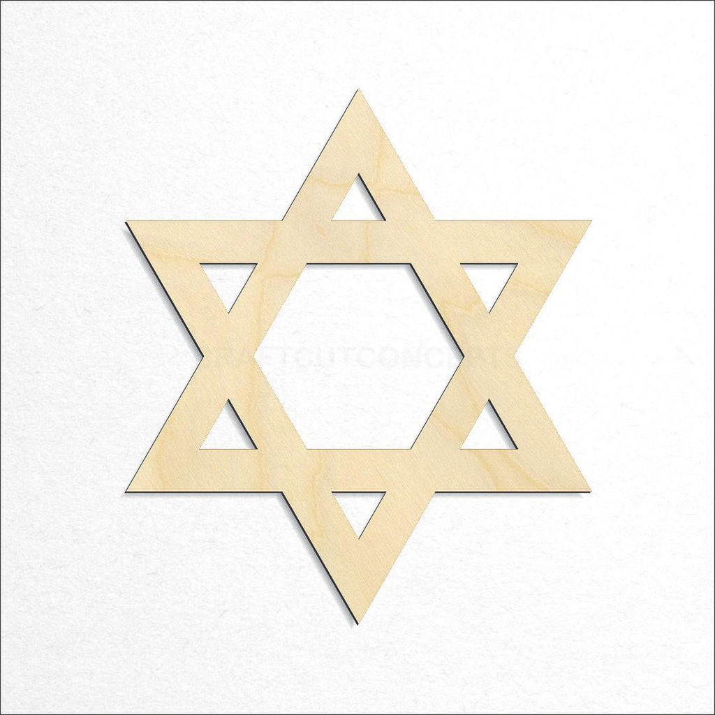 Wooden Star of David craft shape available in sizes of 1 inch and up