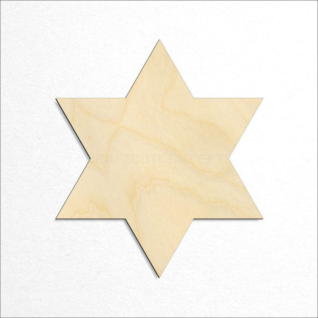 Wooden Six point Star craft shape available in sizes of 1 inch and up