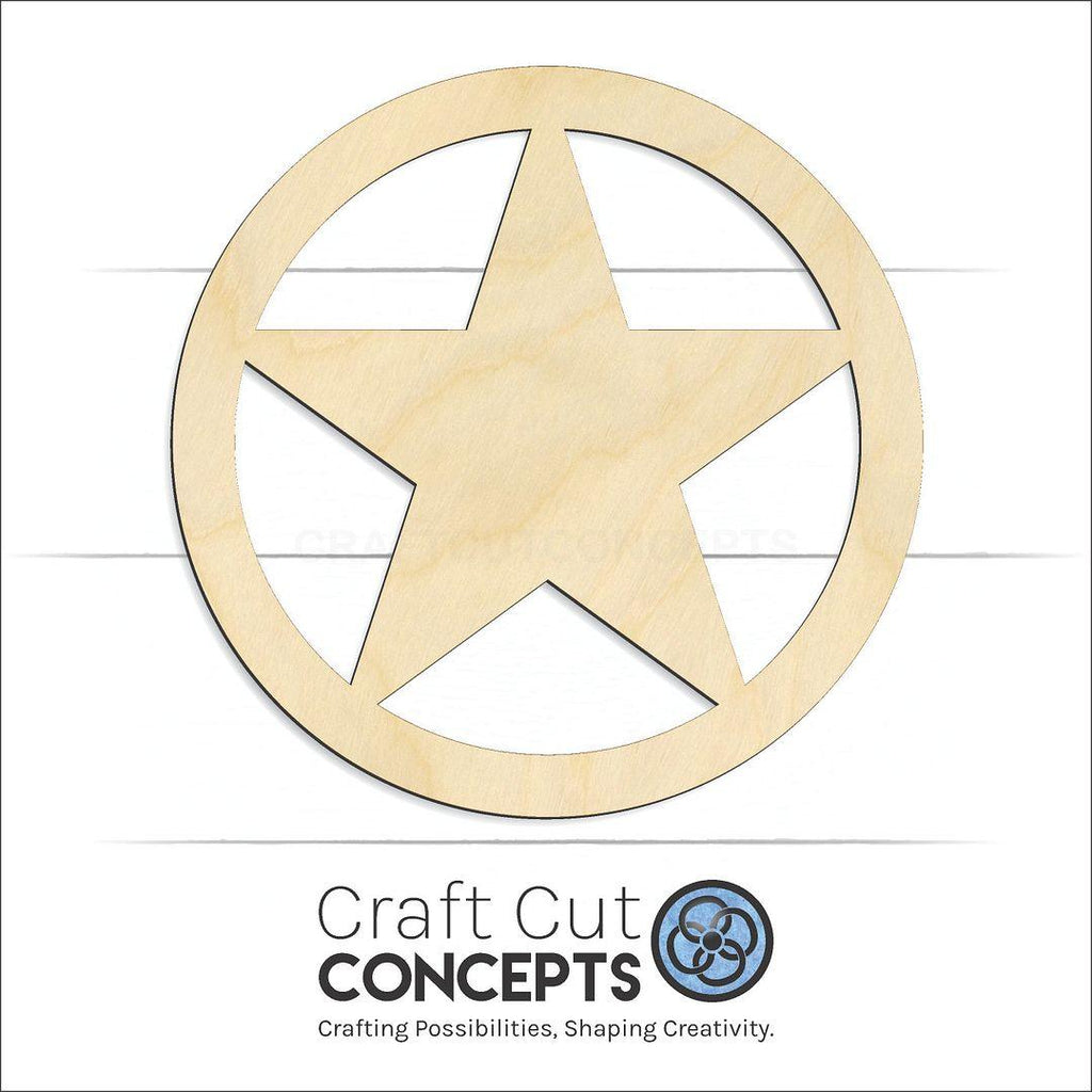 Craft Cut Concepts Logo under a wood Circle Star craft shape and blank