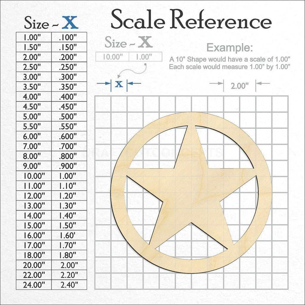 A scale and graph image showing a wood Circle Star craft blank