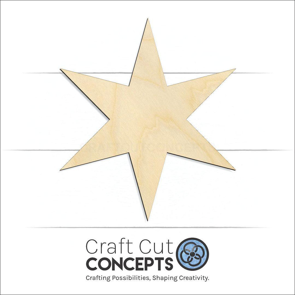 Craft Cut Concepts Logo under a wood Sharp 6 Point Star craft shape and blank