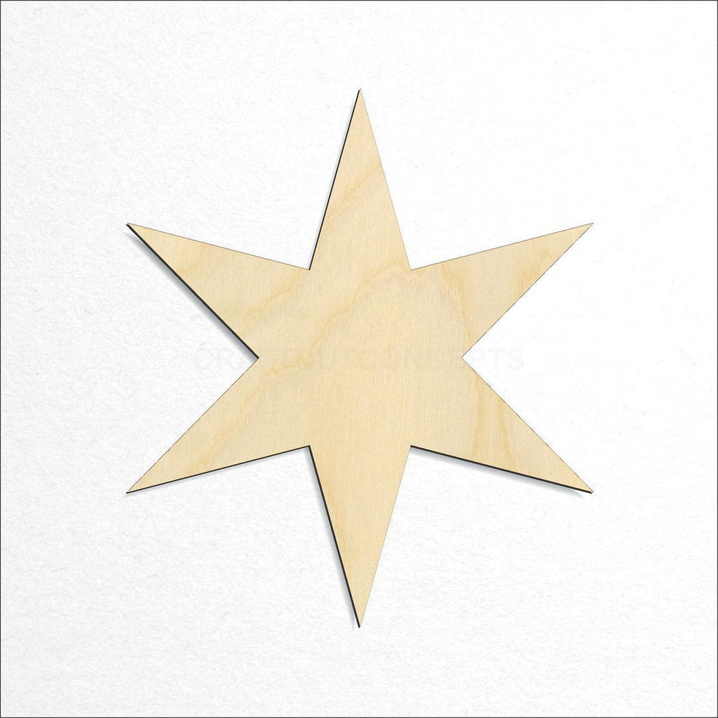 Wooden Sharp 6 Point Star craft shape available in sizes of 2 inch and up