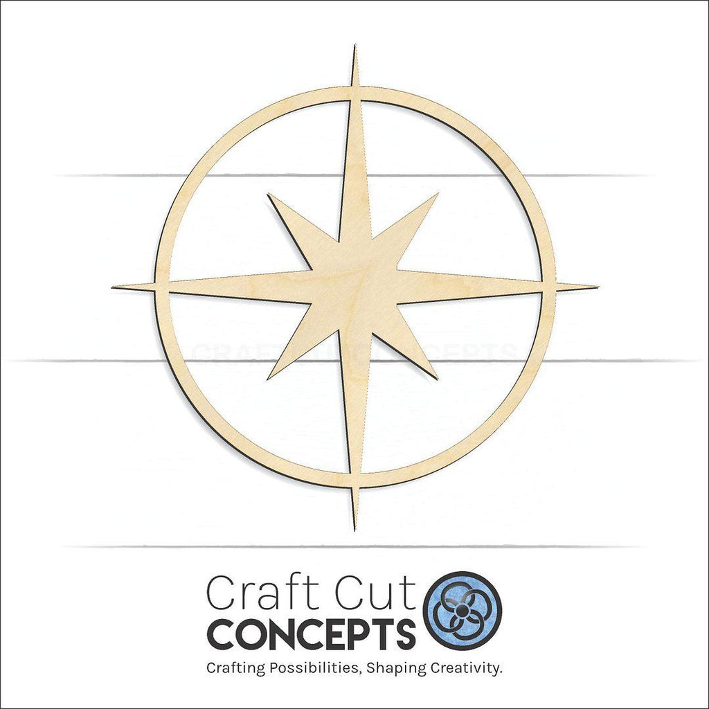 Craft Cut Concepts Logo under a wood Compass Rose Star craft shape and blank