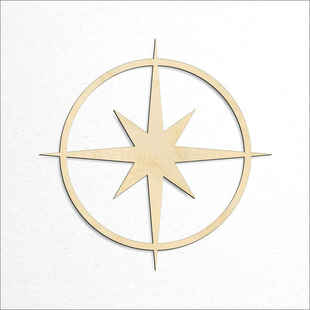 Wooden Compass Rose Star craft shape available in sizes of 3 inch and up
