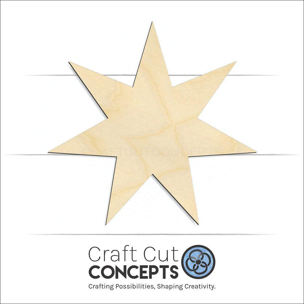 Craft Cut Concepts Logo under a wood 7-Point Star craft shape and blank