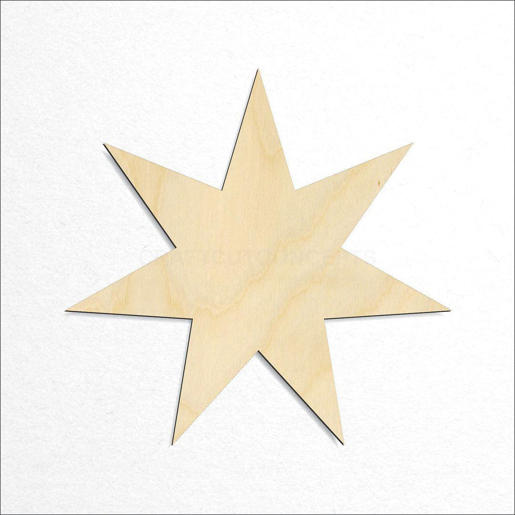 Wooden 7-Point Star craft shape available in sizes of 1 inch and up