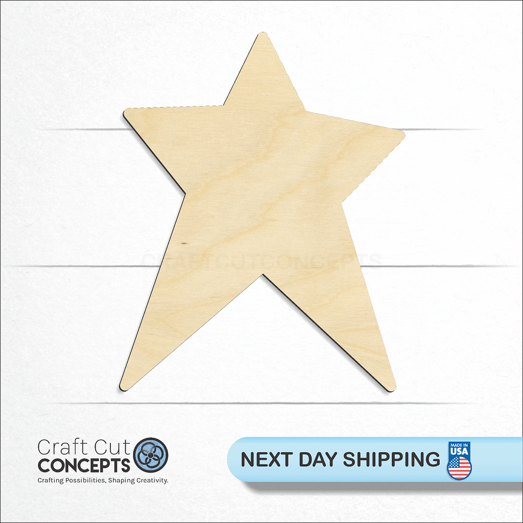 Craft Cut Concepts logo and next day shipping banner with an unfinished wood Star craft shape and blank