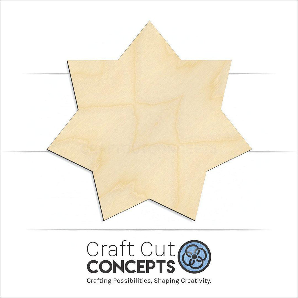 Craft Cut Concepts Logo under a wood Star 7 point flower craft shape and blank