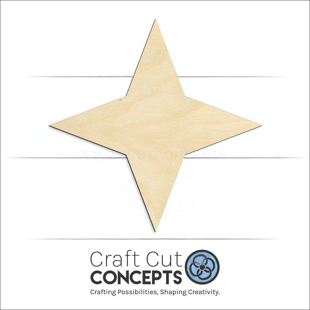 Craft Cut Concepts Logo under a wood 4-Point Star craft shape and blank