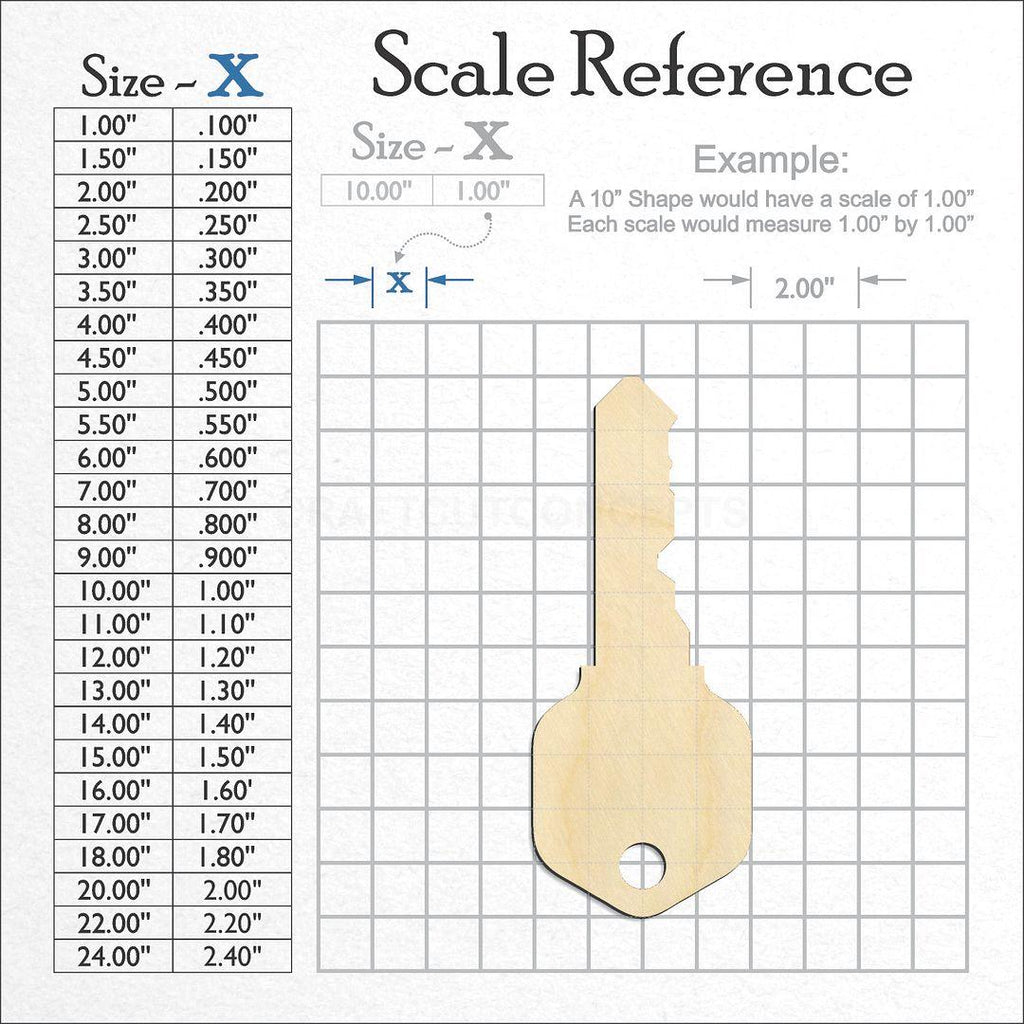 A scale and graph image showing a wood House Key craft blank