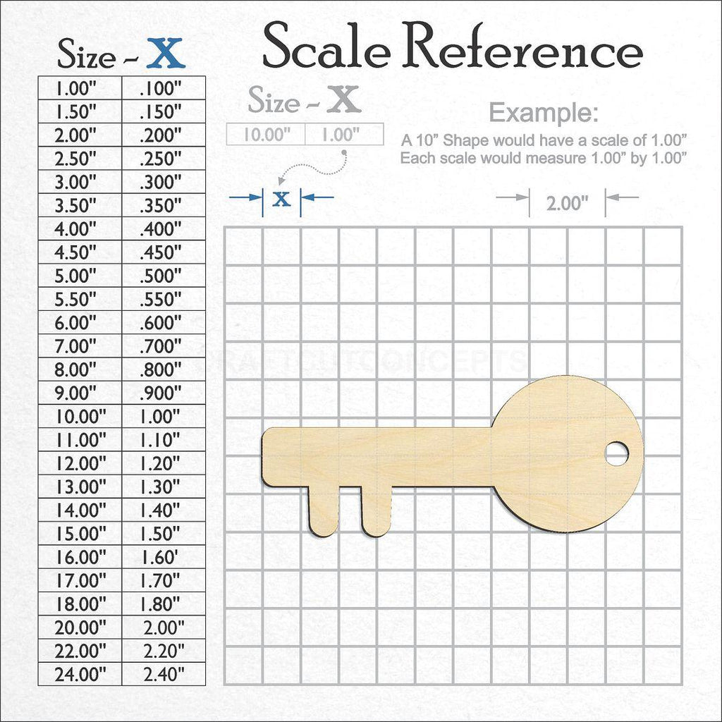 A scale and graph image showing a wood Key craft blank