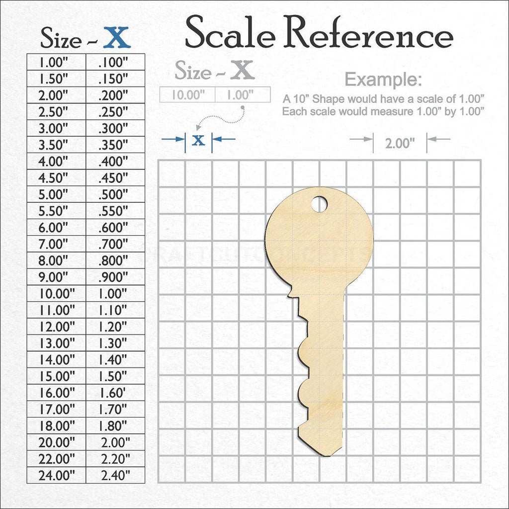 A scale and graph image showing a wood Key craft blank