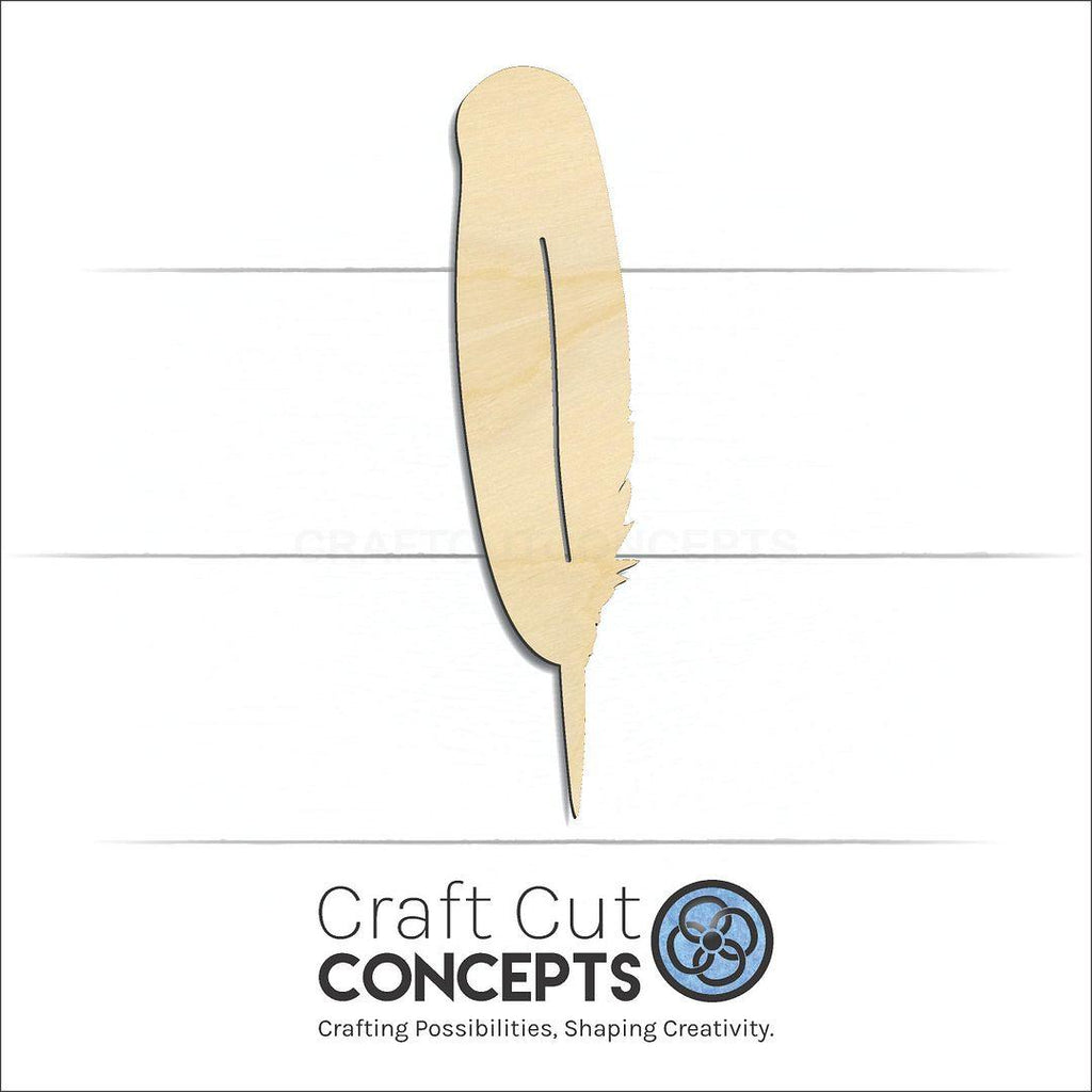 Craft Cut Concepts Logo under a wood Feather-3 craft shape and blank