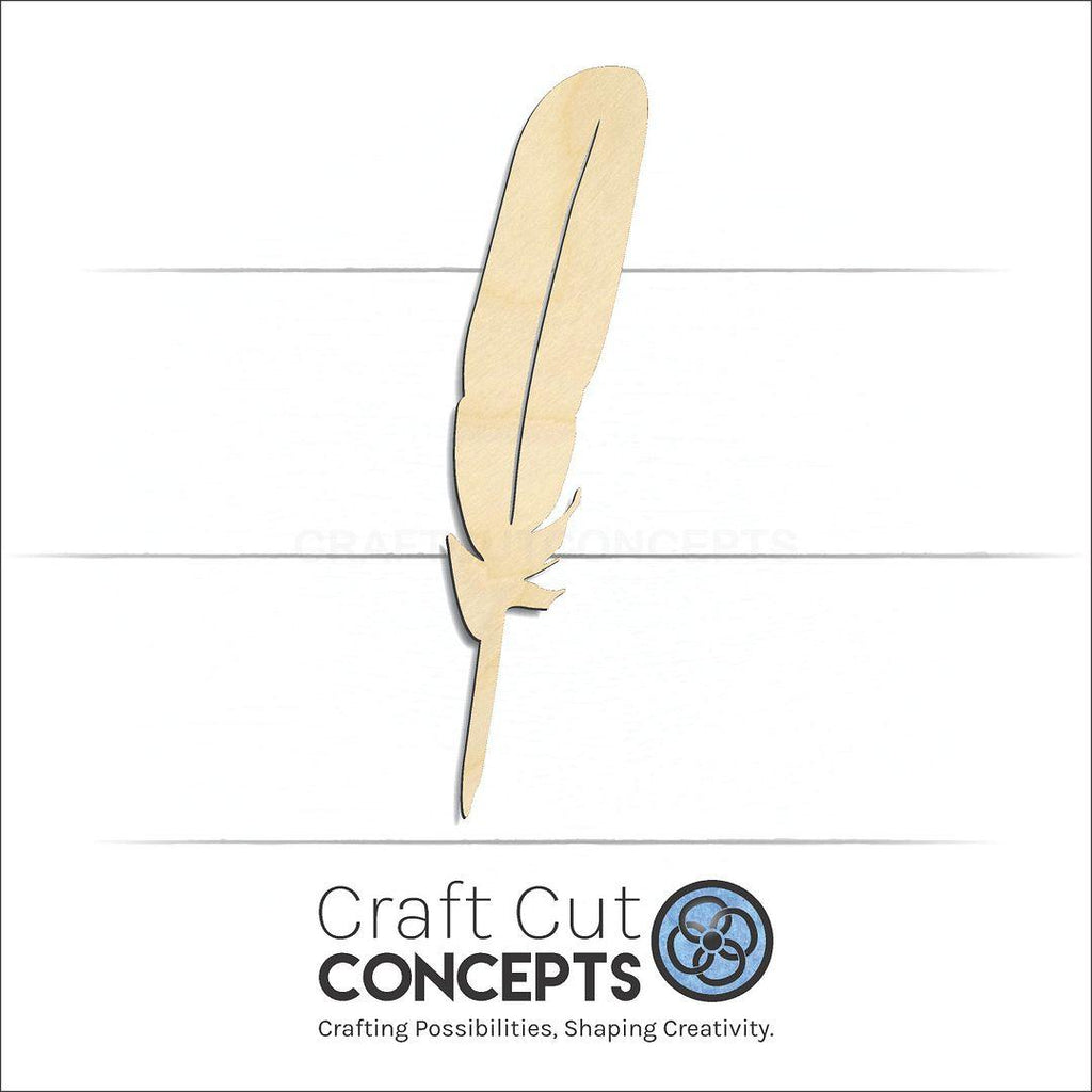 Craft Cut Concepts Logo under a wood Feather-6 craft shape and blank