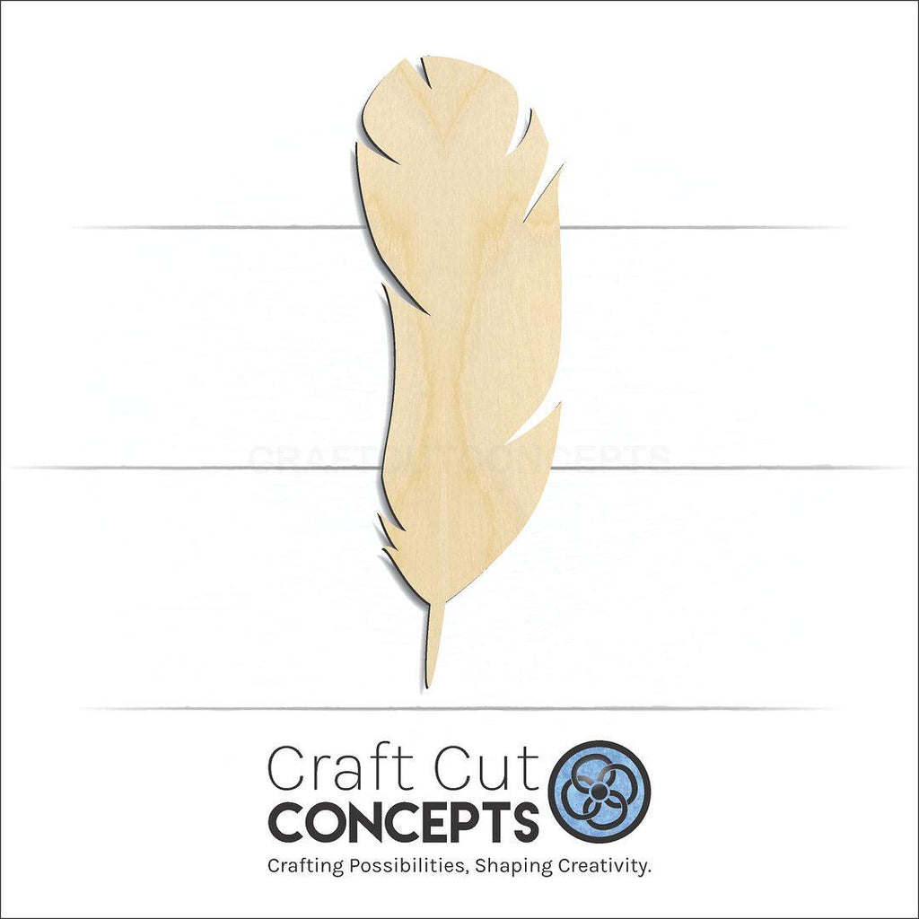 Craft Cut Concepts Logo under a wood Feather-8 craft shape and blank