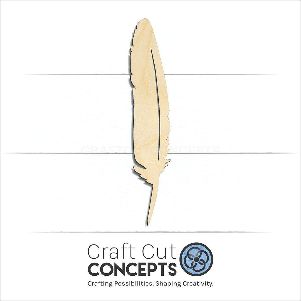 Craft Cut Concepts Logo under a wood Feather craft shape and blank