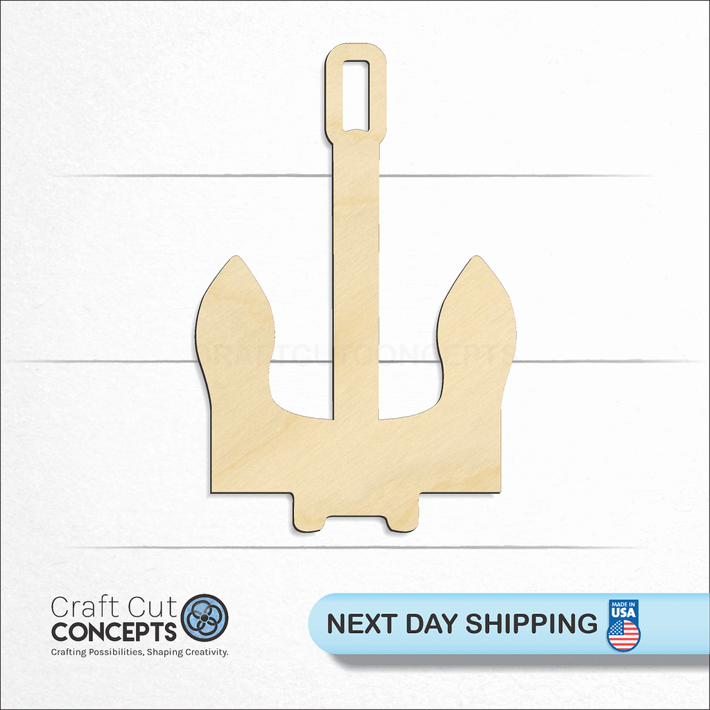 Craft Cut Concepts logo and next day shipping banner with an unfinished wood Anchor-3 craft shape and blank