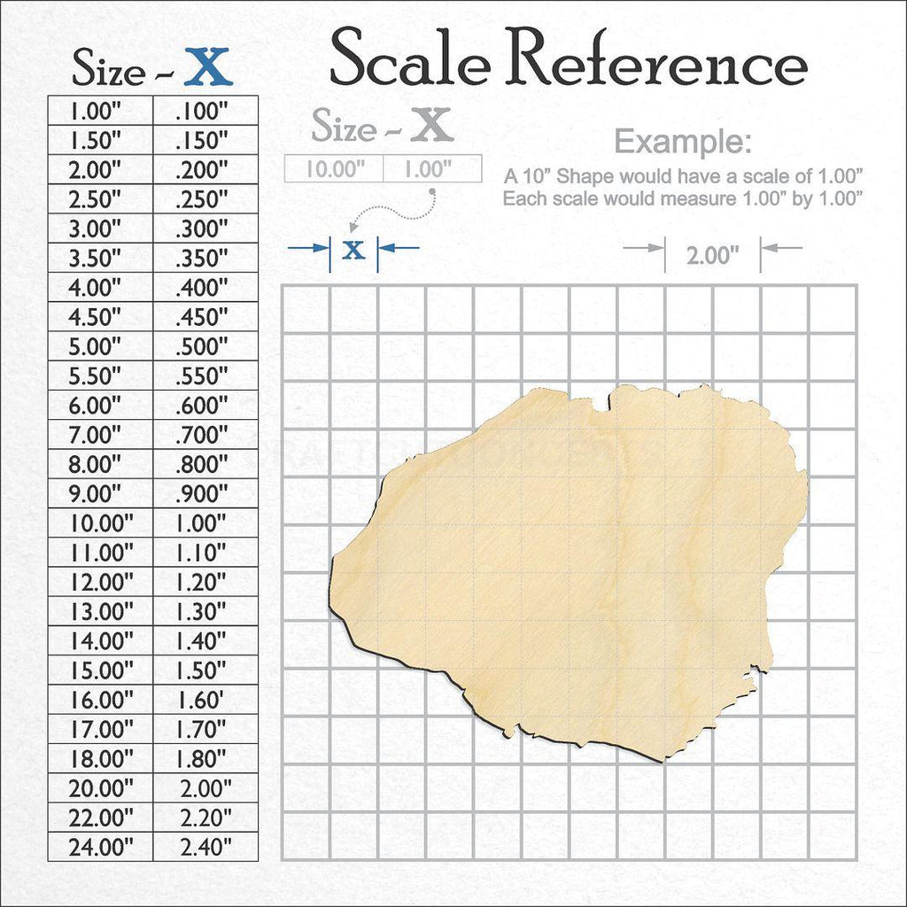 A scale and graph image showing a wood State - Hawaiin island Kauai craft blank