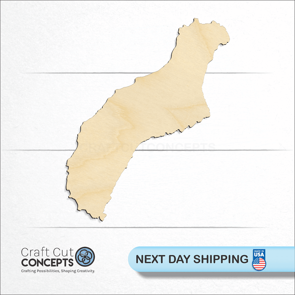 Craft Cut Concepts logo and next day shipping banner with an unfinished wood State - Hawaiin island Niihau craft shape and blank