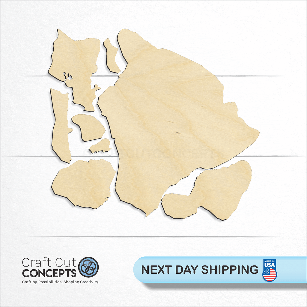 Craft Cut Concepts logo and next day shipping banner with an unfinished wood State - Hawaii SET craft shape and blank