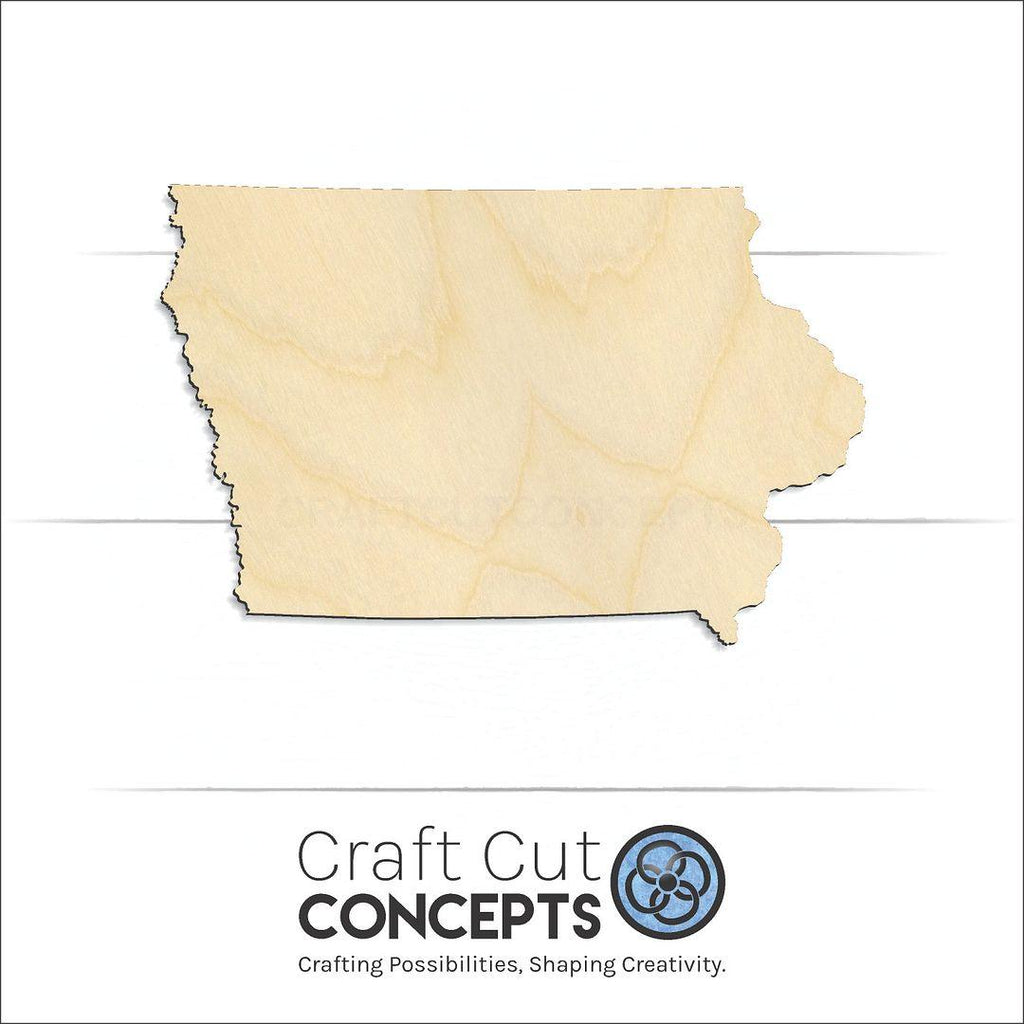 Craft Cut Concepts Logo under a wood State - Iowa craft shape and blank