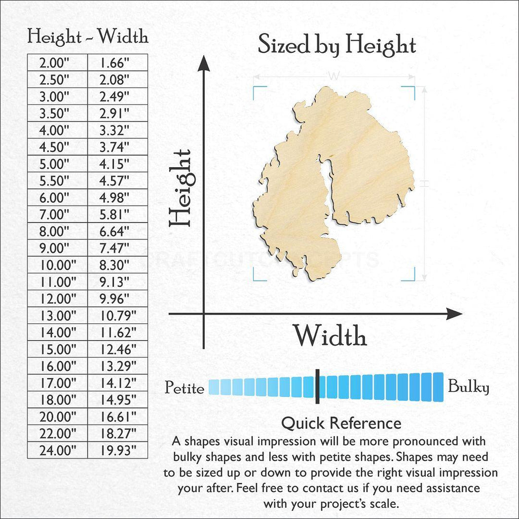 Sizes available for a laser cut State - Maine Mount Desert Island  craft blank