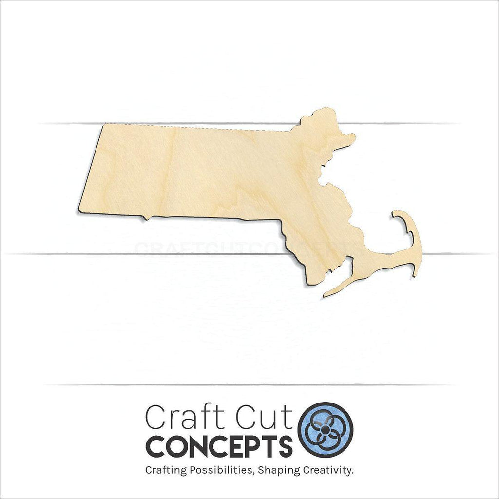 Craft Cut Concepts Logo under a wood State - Massachusetts CRAFTY craft shape and blank