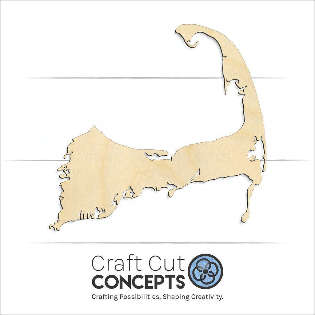 Craft Cut Concepts Logo under a wood State - Massachusetts CAPE craft shape and blank