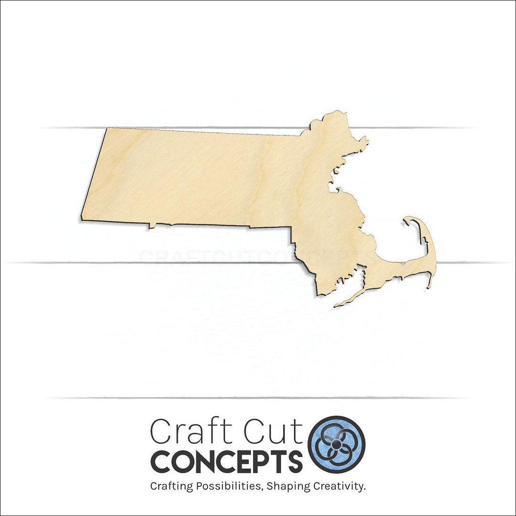 Craft Cut Concepts Logo under a wood State - Massachusetts craft shape and blank