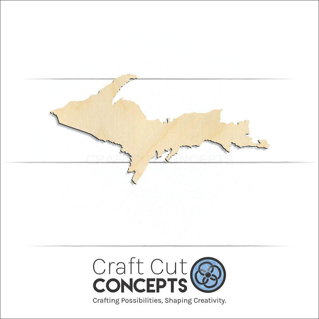 Craft Cut Concepts Logo under a wood State - Michigan UP craft shape and blank