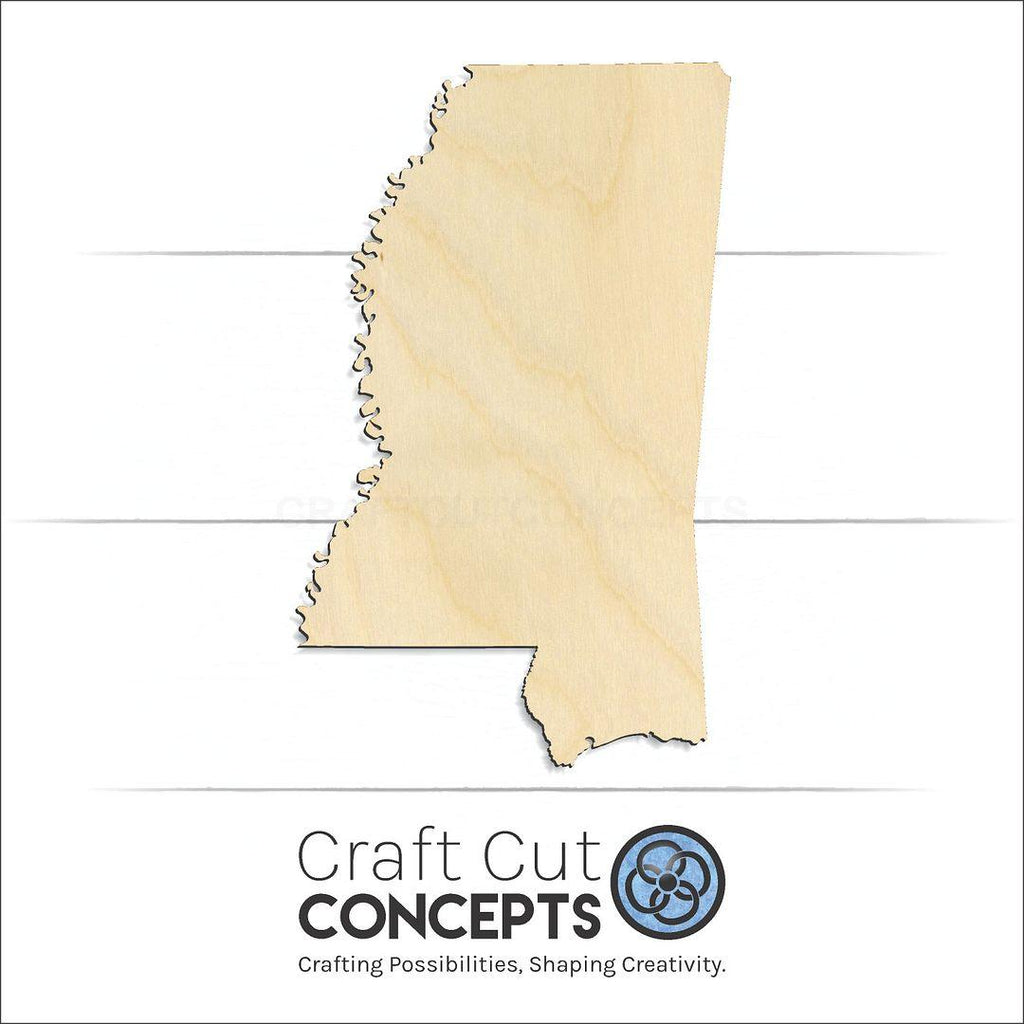 Craft Cut Concepts Logo under a wood State - Mississippi craft shape and blank