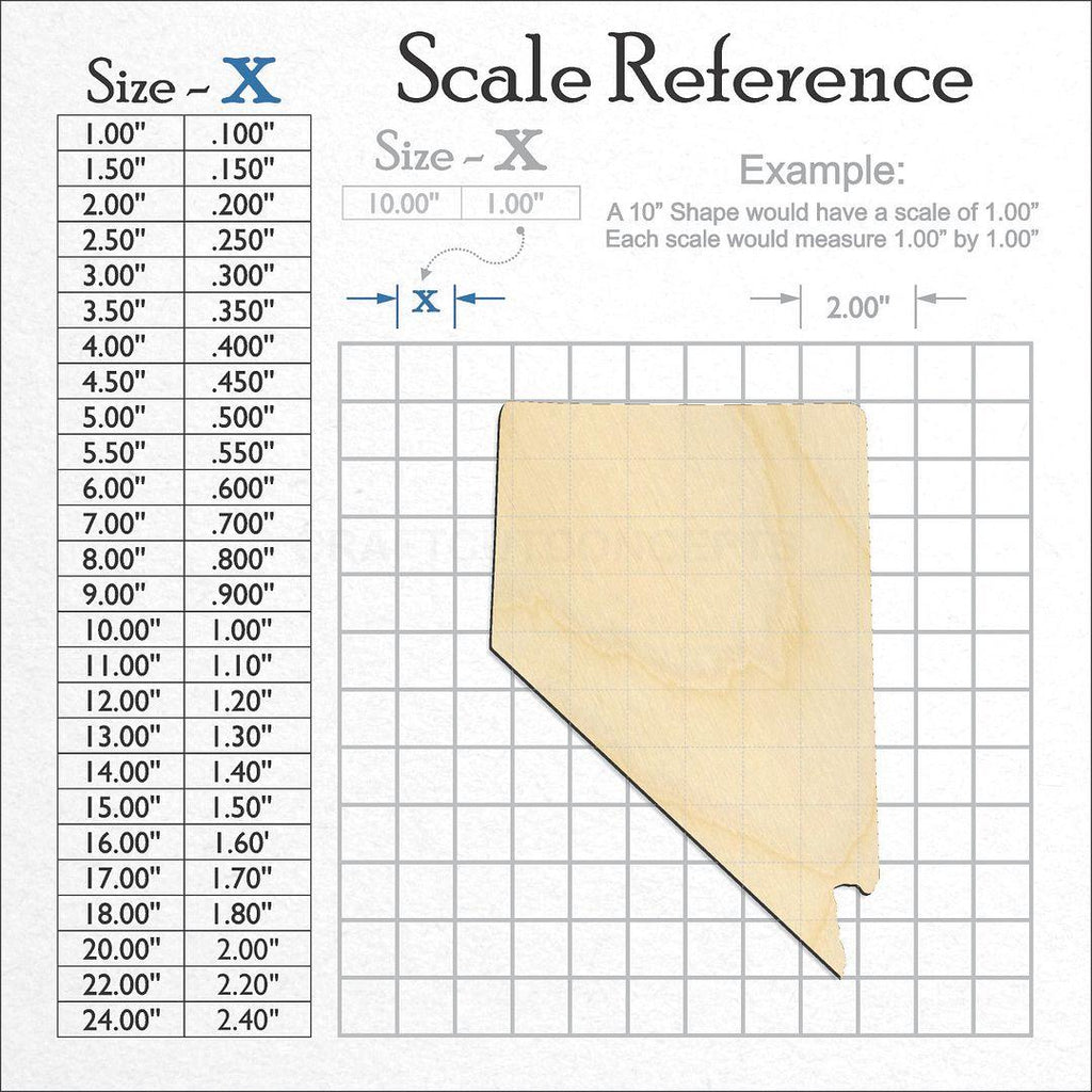 A scale and graph image showing a wood State - Nevada CRAFTY craft blank