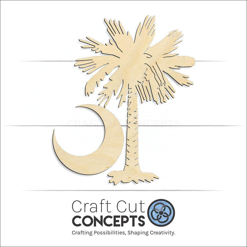 Craft Cut Concepts Logo under a wood State - South Carolina Flag Crescent craft shape and blank