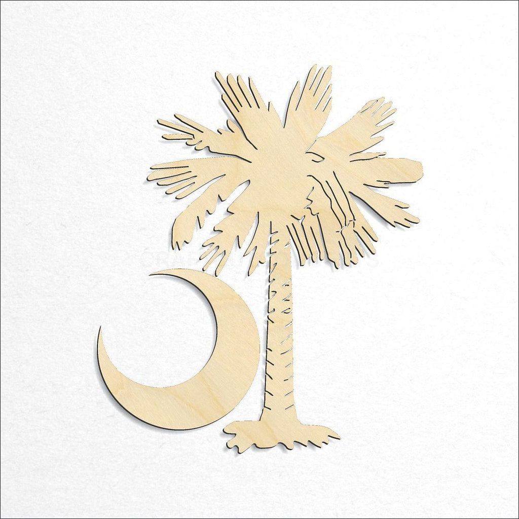 Wooden State - South Carolina Flag Crescent craft shape available in sizes of 4 inch and up