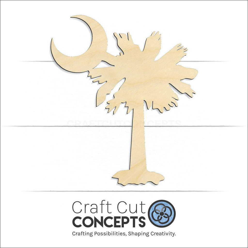 Craft Cut Concepts Logo under a wood State - South Carolina Flag Crescent craft shape and blank