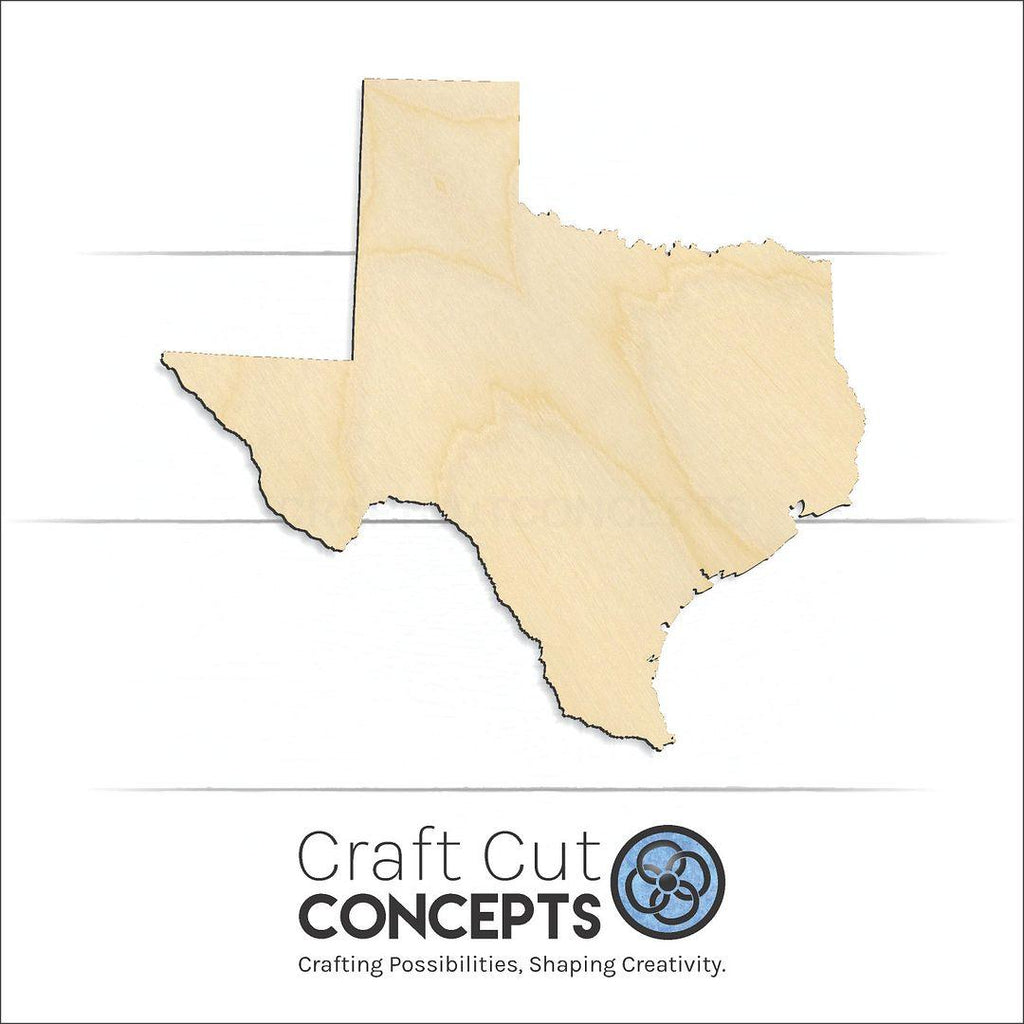 Craft Cut Concepts Logo under a wood State - Texas craft shape and blank