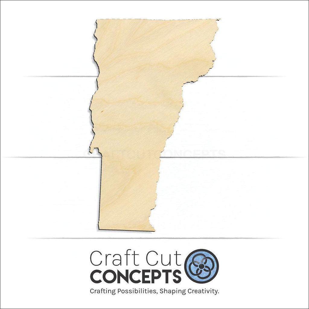 Craft Cut Concepts Logo under a wood State - Vermont craft shape and blank