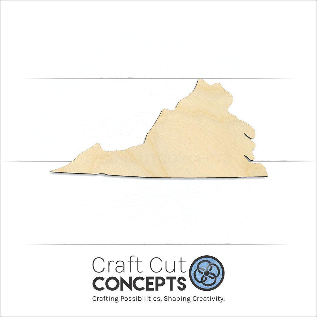 Craft Cut Concepts Logo under a wood State - Virginia CRAFTY craft shape and blank