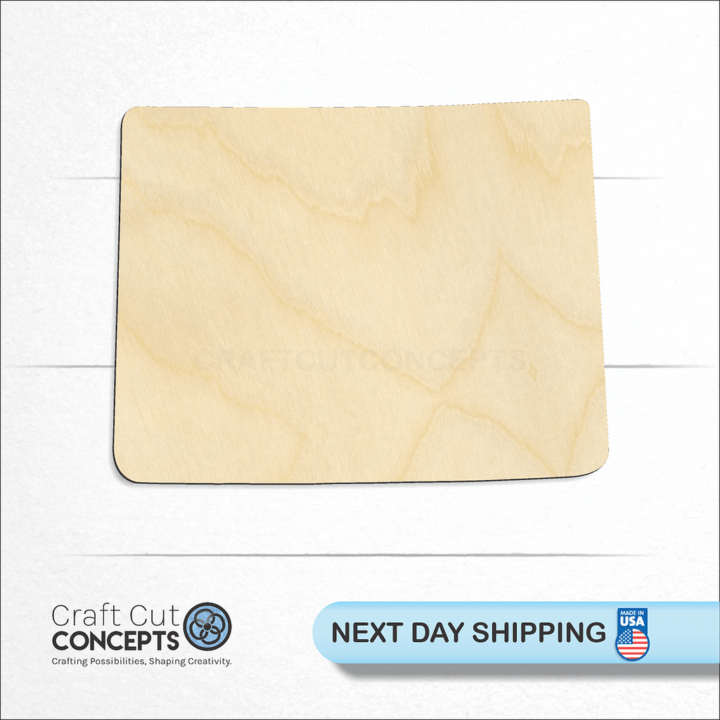 Craft Cut Concepts logo and next day shipping banner with an unfinished wood State - Wyoming CRAFTY craft shape and blank