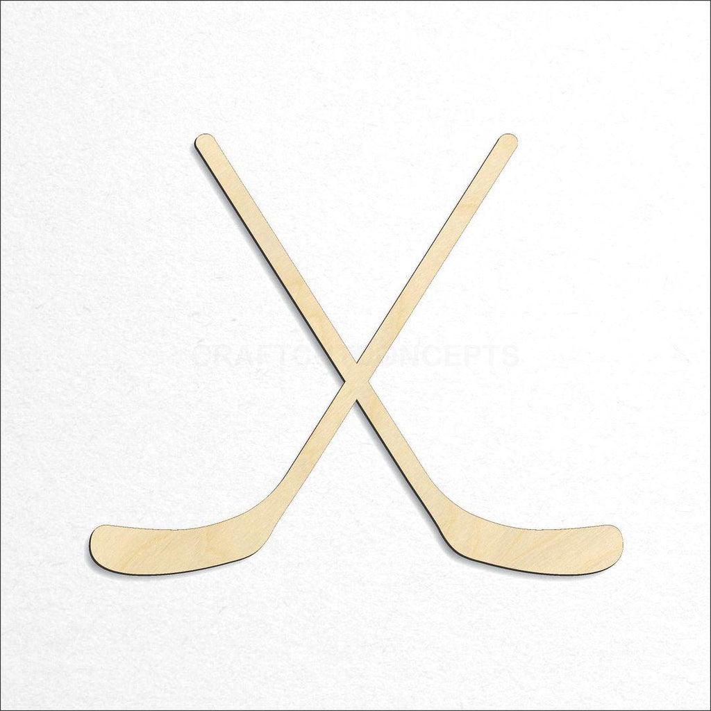 Wooden Sports - Hockey Stick Pair-2 craft shape available in sizes of 3 inch and up