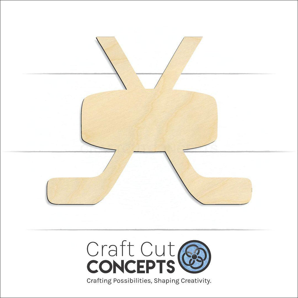 Craft Cut Concepts Logo under a wood Sports - Large Puck with sticks craft shape and blank