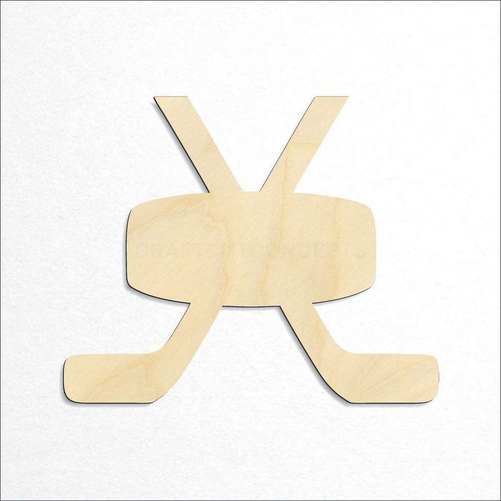 Wooden Sports - Large Puck with sticks craft shape available in sizes of 2 inch and up