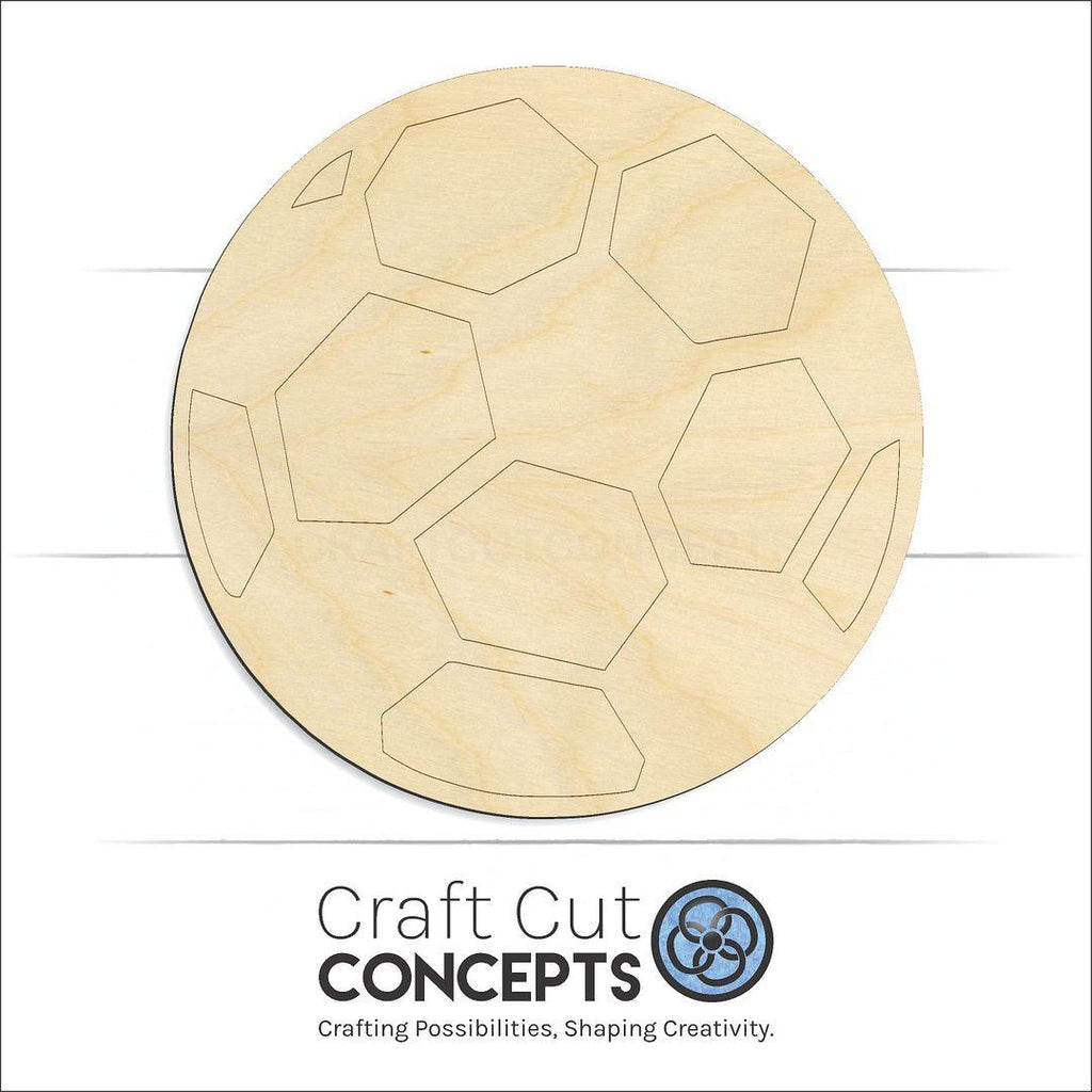 Craft Cut Concepts Logo under a wood Sports - Soccer Ball craft shape and blank