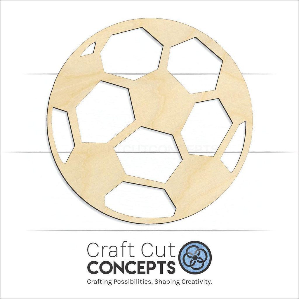 Craft Cut Concepts Logo under a wood Sports - Soccer Ball craft shape and blank