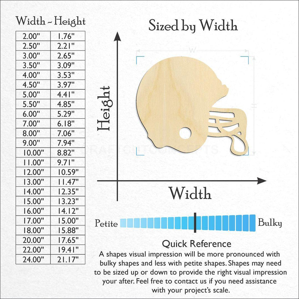 Sizes available for a laser cut Sports - Helmet - Baseball craft blank