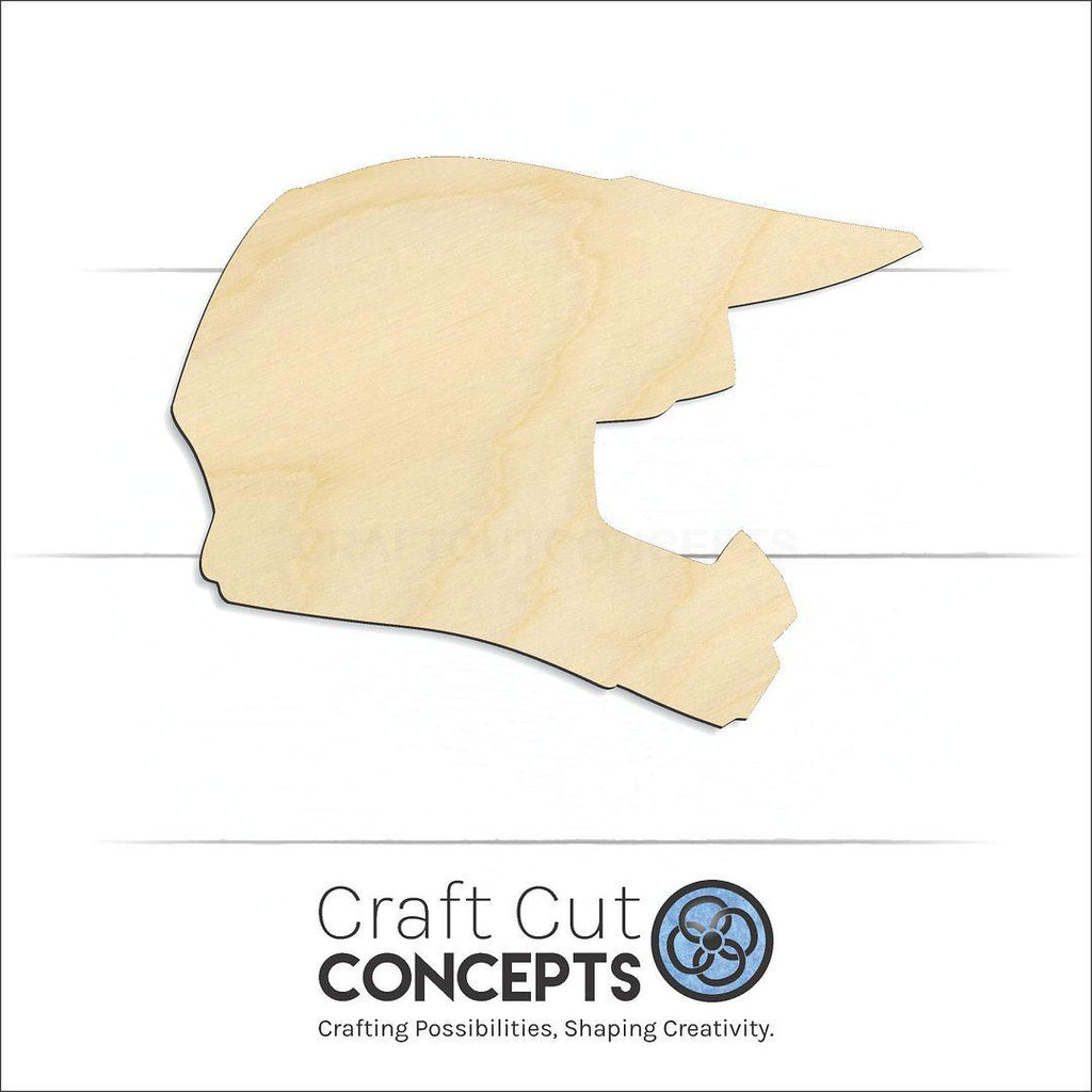 Craft Cut Concepts Logo under a wood Sports - Helmet - Dirt Bike craft shape and blank