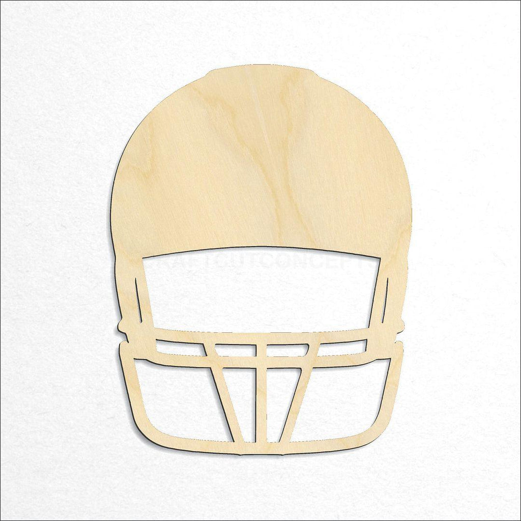 Wooden Front View Football Helmet craft shape available in sizes of 3 inch and up