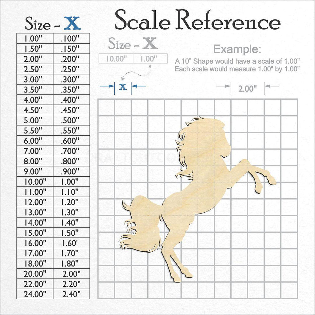 A scale and graph image showing a wood Horse -7 craft blank